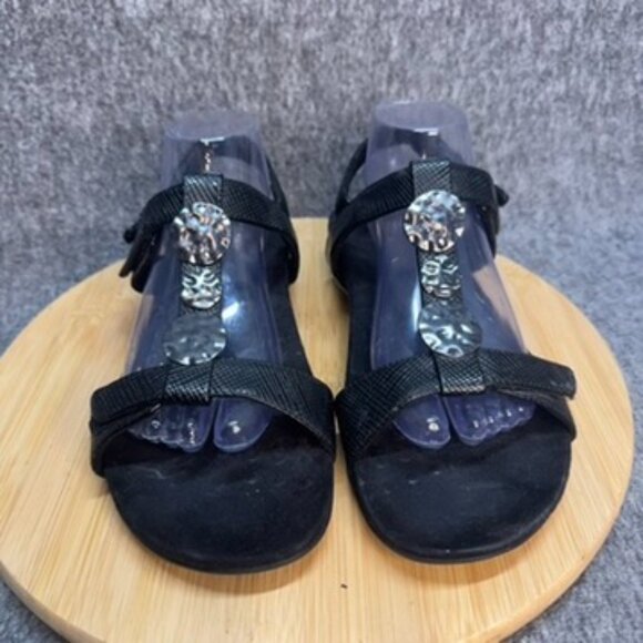Vionic Farra Lizard Adjustable sandals metallic design black size 10 Orthotic - Picture 2 of 8